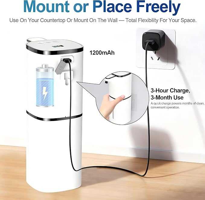 Automatic Liquid Soap Dispenser, 9 Adjustable Levels, 380ml/12.8oz, Touchless - Image 6