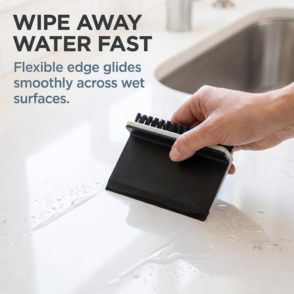 2 Pcs Black Kitchen Sink Squeegee Cleaner Countertop Brush Wiper