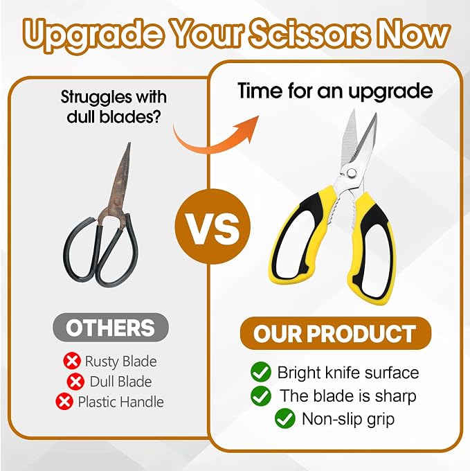 8 Inch Utility Scissors for Kitchen, Craft & DIY – Heavy Duty Stainless Steel - Image 7