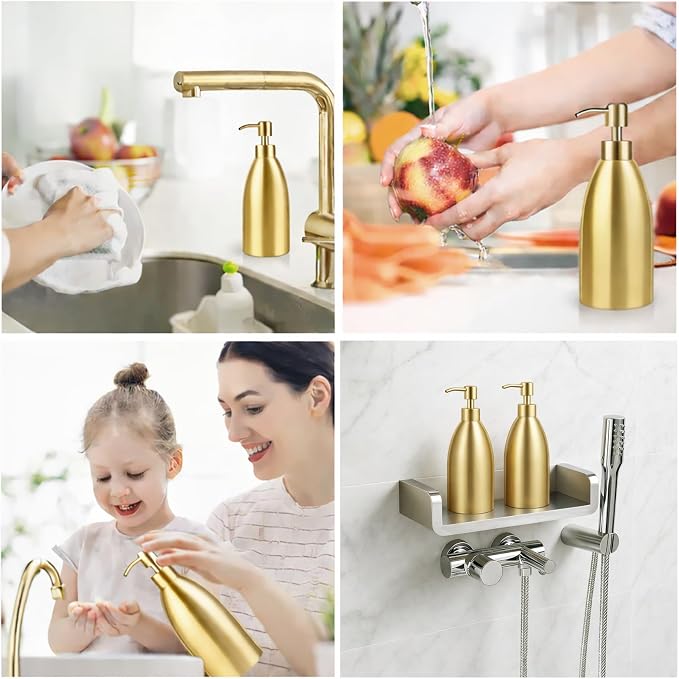 304 Stainless Steel Soap Dispenser 16oz Rust-Proof Liquid Soap Pump Bottle - Image 7