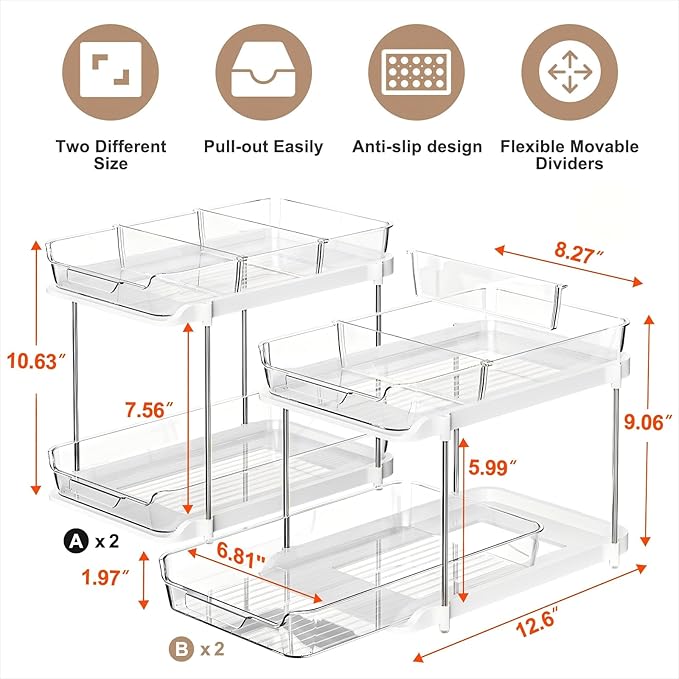 Delamu 2-Tier Multi-Purpose Bathroom Under Sink Organizers and Storage - Image 2