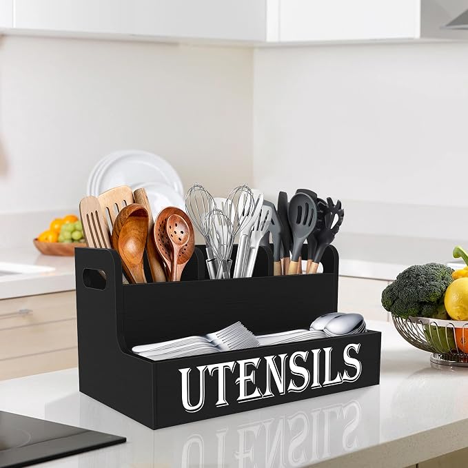 Suli Kitchen Utensils Holder, Wooden Utensil Organizer - Image 5