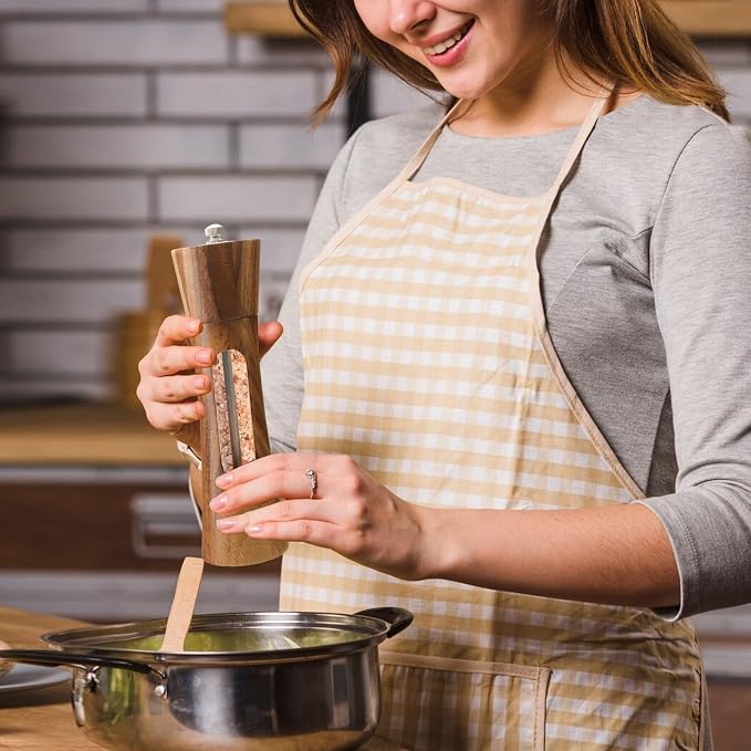 2 Pack Wooden Salt and Pepper Grinder Set — 8 Inch Refillable Salt and Pepper - Image 8