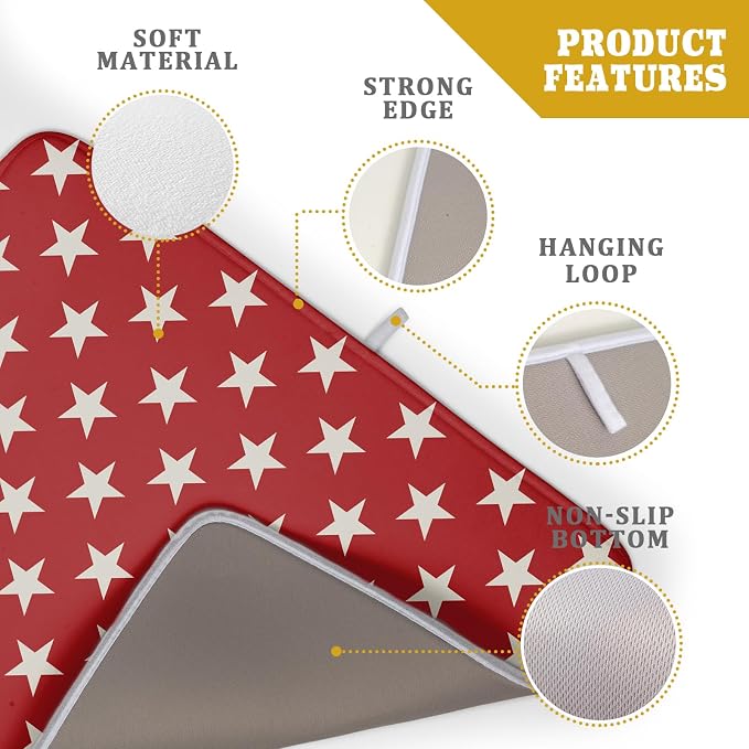 Patriotic July of 4th Red Star Dish Drying Mat - Image 4