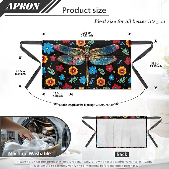 Server Apron with 3 Pockets, Waterproof Oil Waitress Waiter Half Apron - Image 7