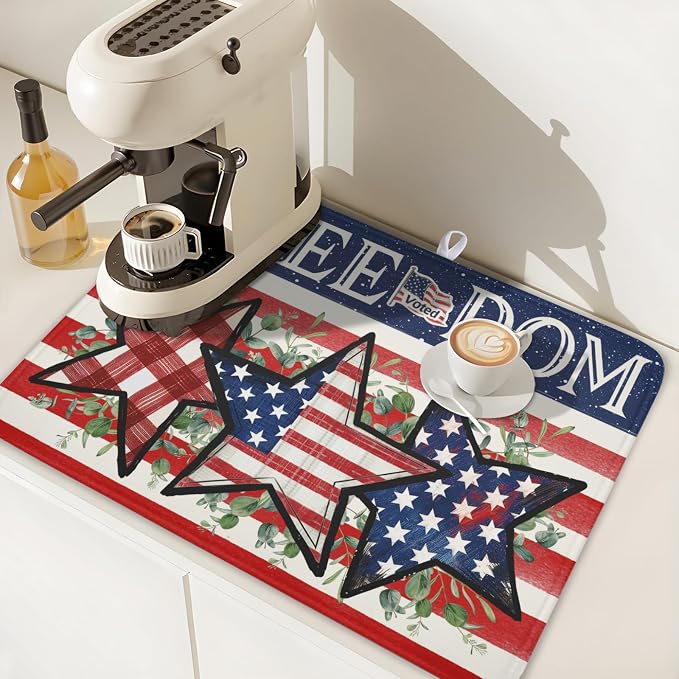 4th of July Dish Drying Mat 24x18 Inch, Patriotic Drying Mat - Image 7