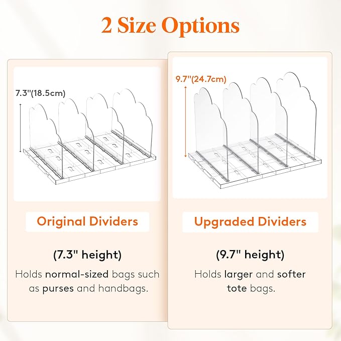 Lifewit Purse Organizer for Closet, 9.7" Tall Clear Handbags Storage Organizer - Image 2