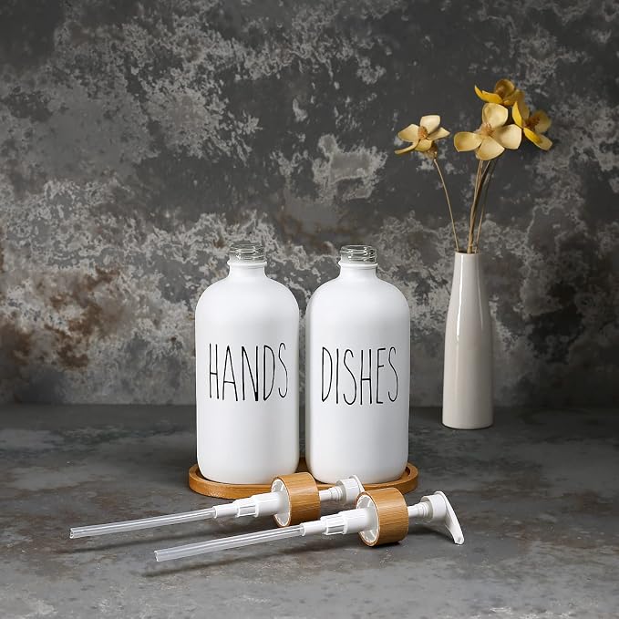 MOMEEMO White Soap Dispenser Set, Contains Hand and Dish Soap Dispenser - Image 4