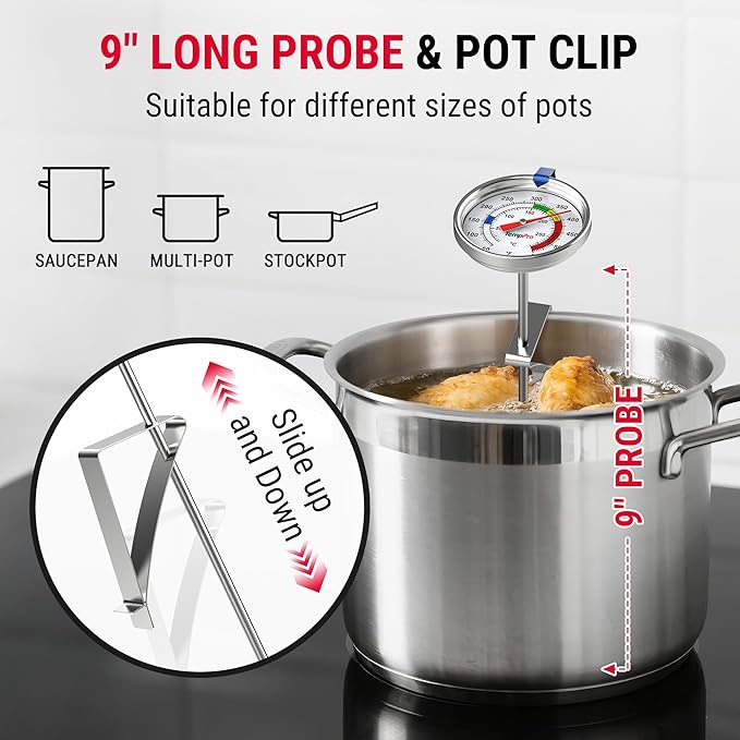 TempPro Candy Thermometer with Pot Clip, Fryer Cooking Thermometer - Image 3