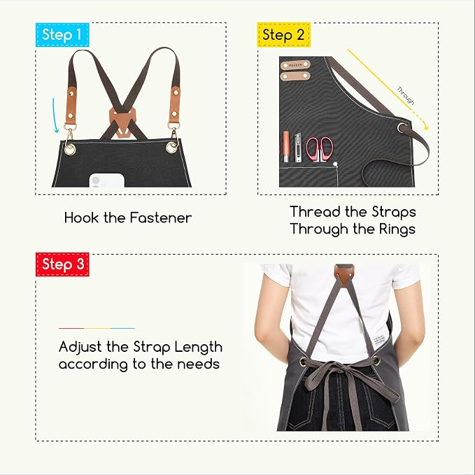 MEEDEN Painting Apron for Men Women: Adjustable Cross Back Waterproof Polyester - Image 8