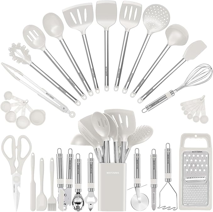 Kitchen Utensil Set-Silicone Cooking Utensils-33 Kitchen Gadgets & Spoons by BESTZMWK