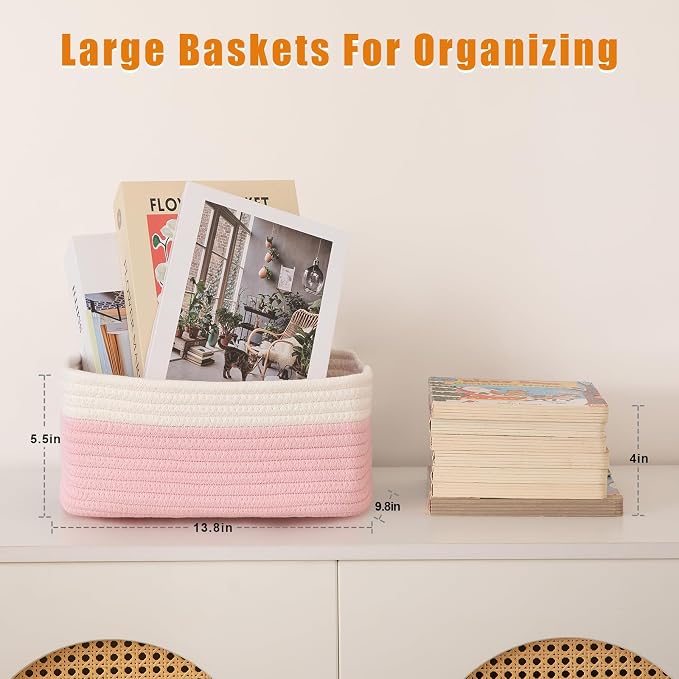 OIAHOMY 4 Pack Storage Baskets for Organizing, Small Bins for Shelves, Cute - Image 2