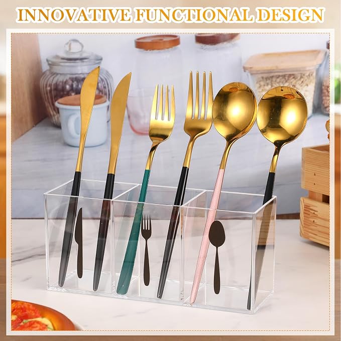 Suzile Acrylic Cutlery Storage Organizer Bin Silverware Caddy Countertop Knife - Image 4