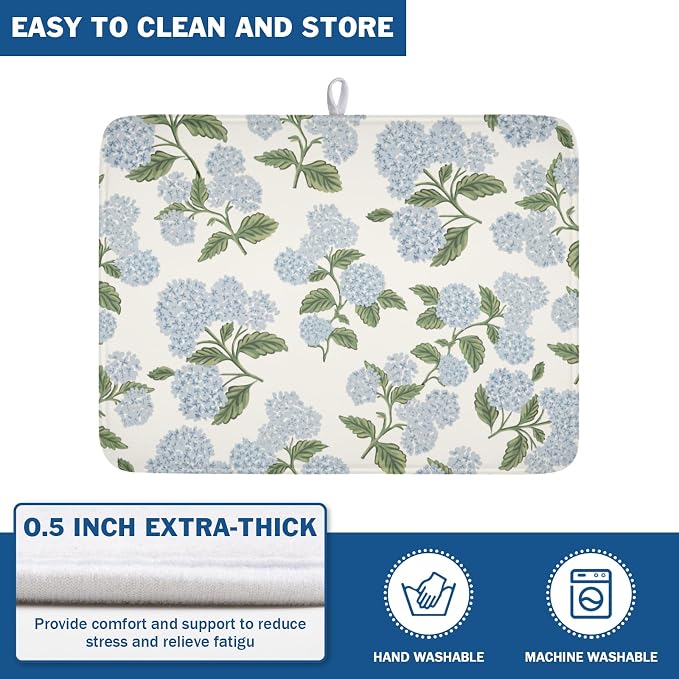 Blue Hydrangea Floral Dish Drying Mat - Image 5