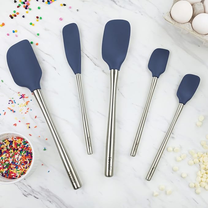 Tovolo Stainless Steel Handled Silicone Spatula Set of 5 Deep Indigo, - Image 3