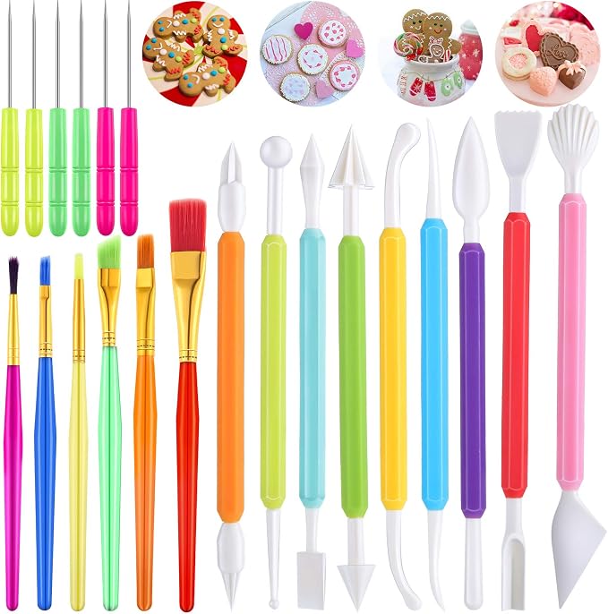 21 Pieces Cookie Decorating Tools Set Include Cake Decoration Brushes Sugar by Patelai