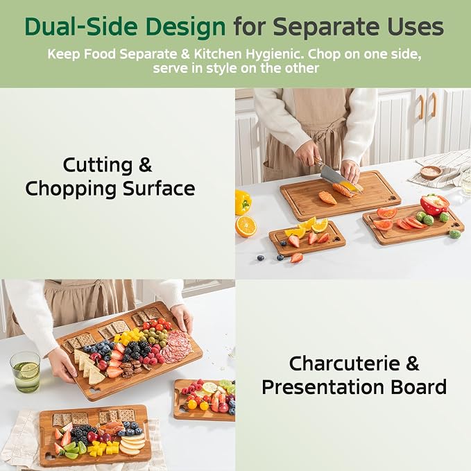 Bamboo Cutting Boards for Kitchen, Wood Cutting Board - Image 3