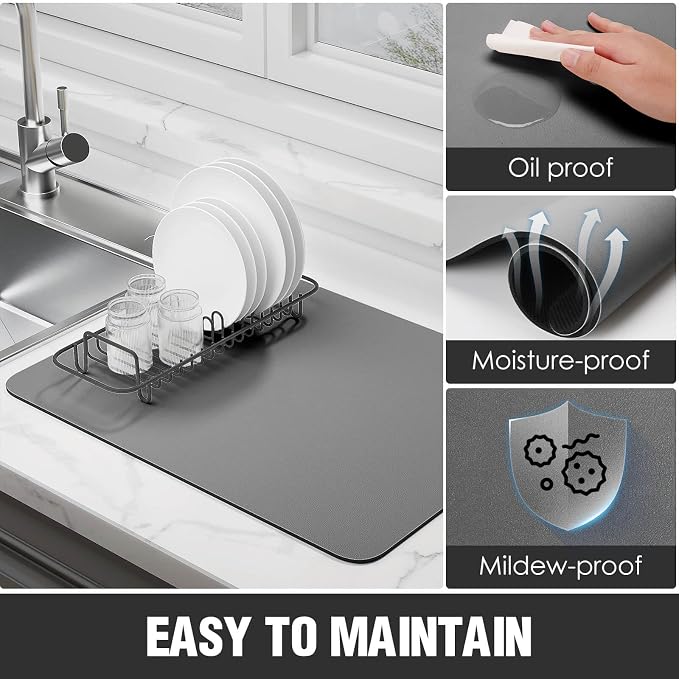 Dish Drying Mat for Kitchen Counter Super Absorbent Drainer Mats - Image 3
