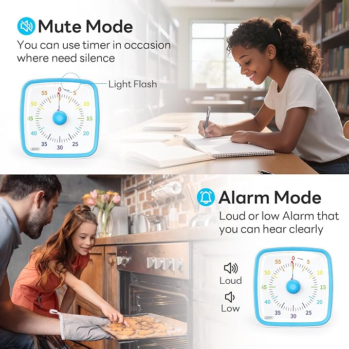 Yunbaoit Visual Timer with Night Light, 60-Minute Rainbow Countdown Timer - Image 4