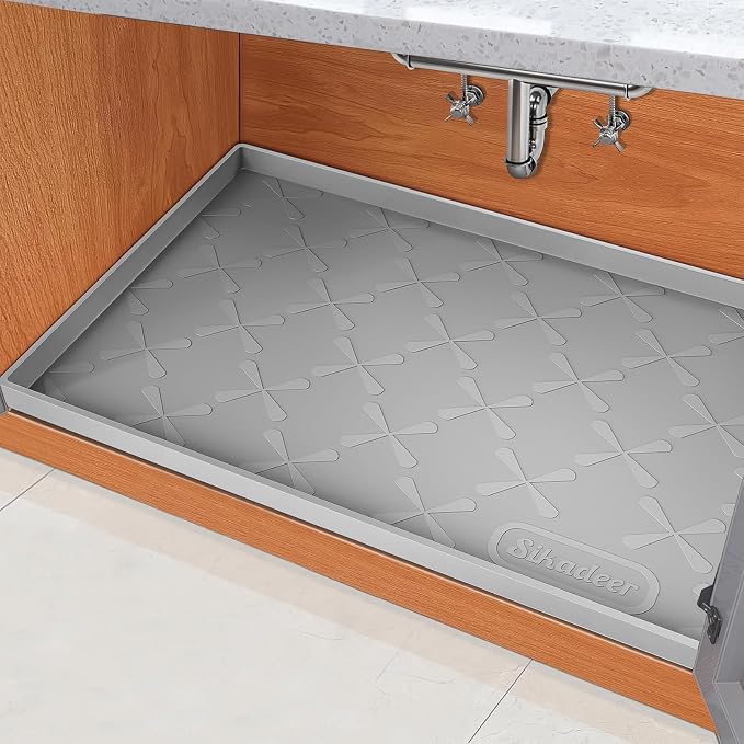 SIKADEER 22" x 22" Under Sink Mat Waterproof, Silicone Mat Kitchen Drawer Shelf by SIKADEER