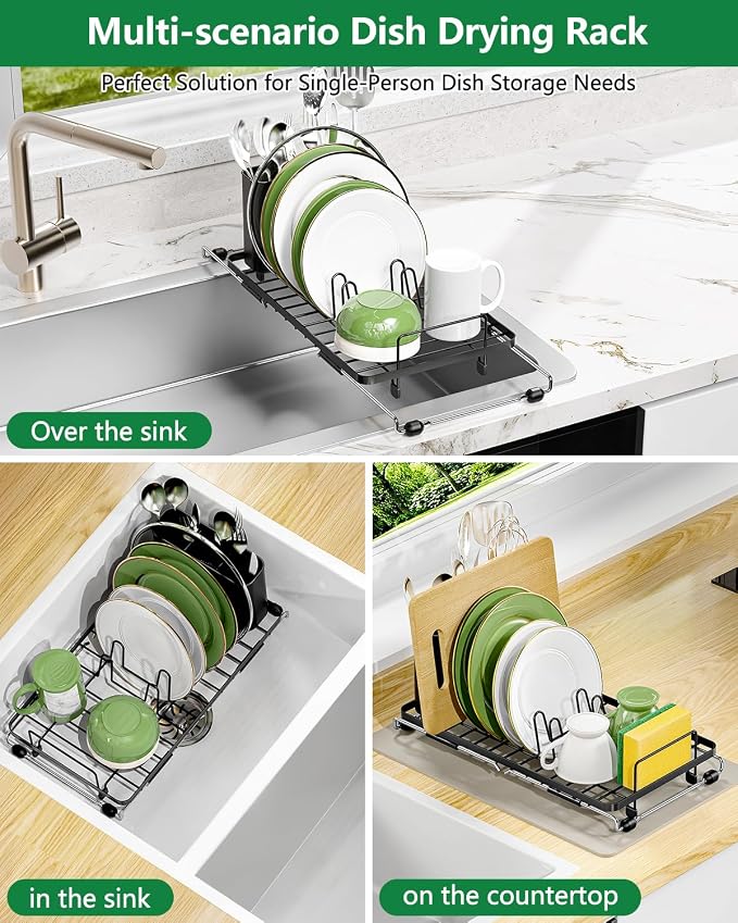 Small Dish Drying Rack, Expandable Sink Dish Rack Over Sinks, Dish Drainer - Image 2
