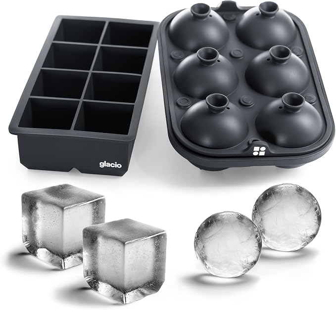 Ice Cube Molds – Large Silicone Ice & Sphere Mold Combo by glacio