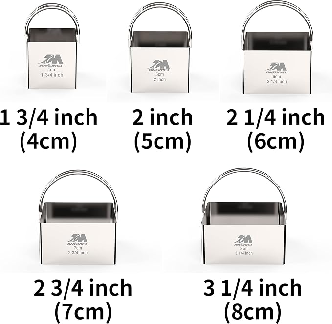 Square Biscuit Cutter Set 1.75inch 2inch 2.25inch 2.75inch 3.25inch, Stainless - Image 2