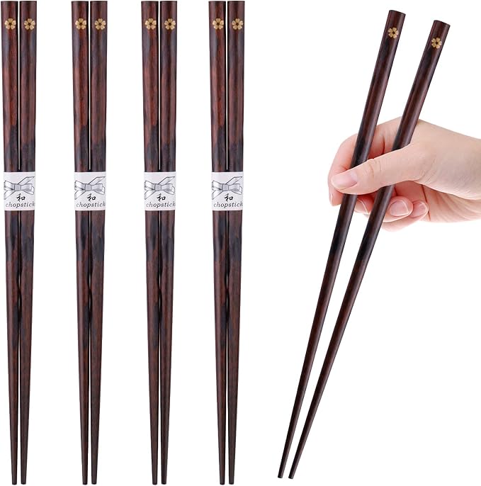 GLAMFIELDS Reusable Chopsticks Japanese Natural Wooden Classic Style 5 Pairs - Image 2