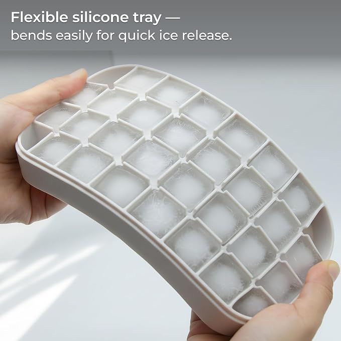 Ice Cube Tray Set with Lid & Bin, 2 Silicone Trays, Easy-Release, Leak-Proof - Image 5
