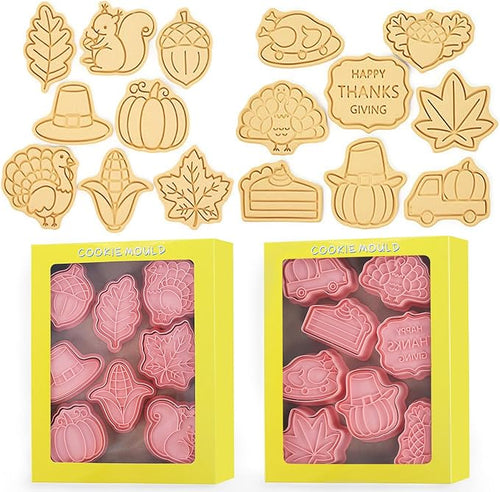 16-Pcs Thanksgiving Cookie Cutters Set 3D Cookie Cutters by Tuxxzis