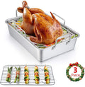 E-far 14 x 10.6 Inch Roasting Pan, Stainless Steel Turkey Roaster by E-far