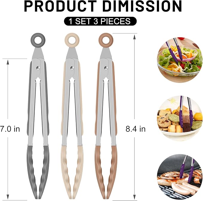 Hotec Mini Silicone Kitchen Tongs - Image 2