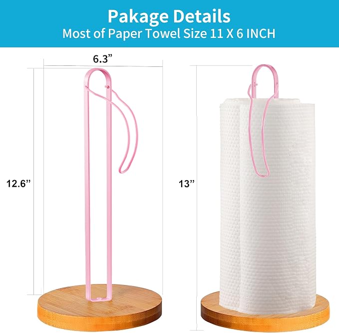 Wood Paper Towel Holder Countertop, TONLEA Kitchen Paper Towel Holder - Image 2
