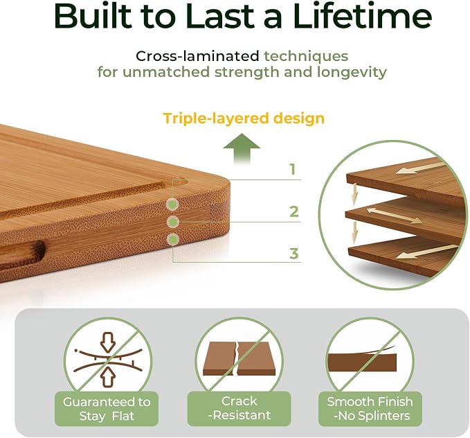 Keechee Butcher Block 2-Pcs Carbonized Bamboo Cutting Board Set - Image 6