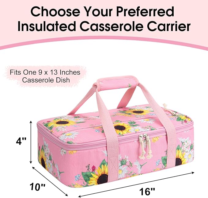 Corduroy Casserole Carrier, Insulated Lasagna Lugger - Image 2