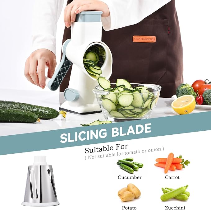 Rotary Cheese Grater with Handle Kitchen Shredder Slicer Grater Slicer Ice - Image 4
