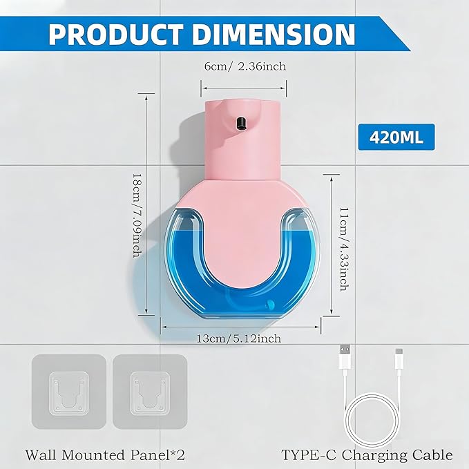Automatic Soap Dispenser Touchless, Liquid Soap Dispenser USB Rechargeable - Image 2