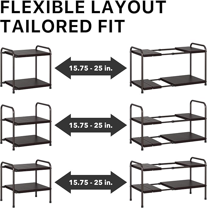 Simple Houseware Under Sink 2-Tier Heavy Duty Expandable Rack Organizer - Image 5