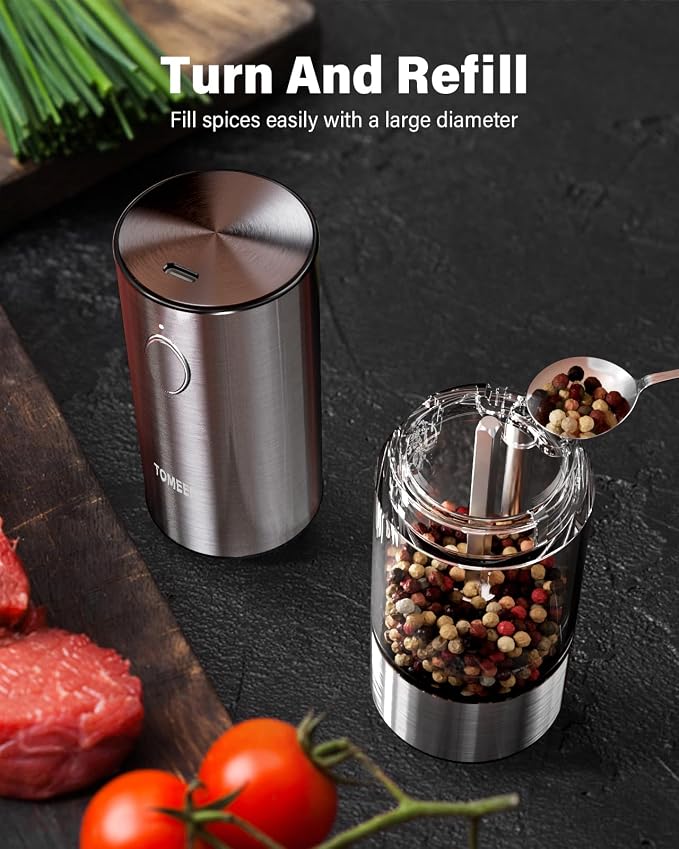 TOMEEM Upgraded Larger Capacity Electric Salt and Pepper Grinder Set - Image 5