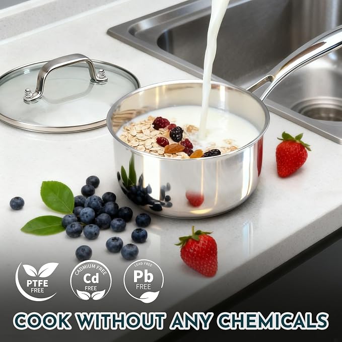 3 Ply Stainless Steel Cookware Set, AIVIKI 10-Pieces Pots and Pans Set - Image 8