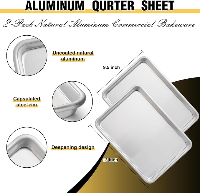 Commercial Quality Baking Sheet Pan Set, Natural Aluminum Cookie Sheet - Image 3
