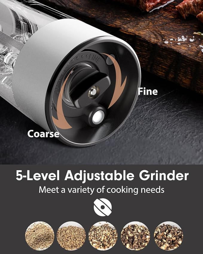 TOMEEM Upgraded Larger Capacity Electric Salt and Pepper Grinder Set - Image 4