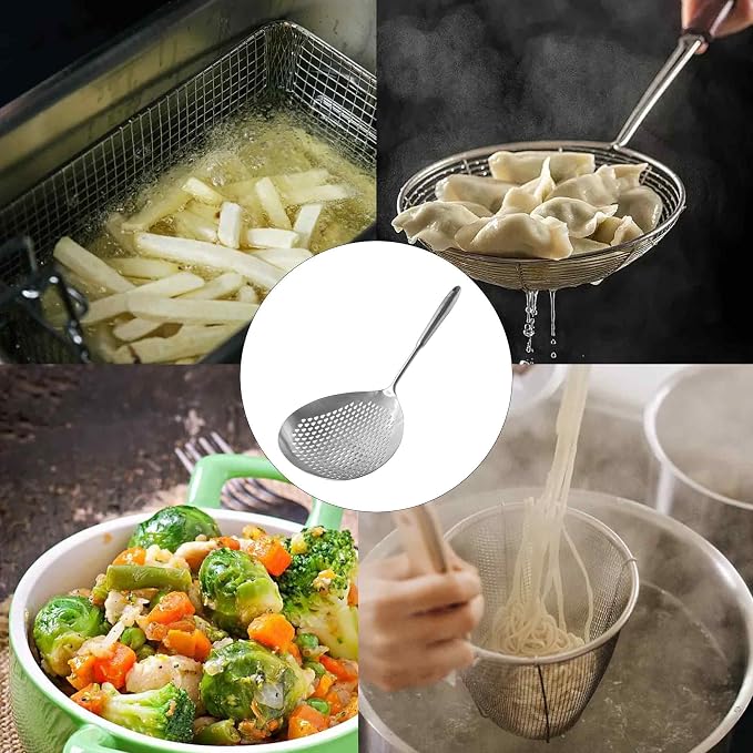 Stainless Steel Skimmer Slotted Spoon, Spider Strainer Ladle - Image 6