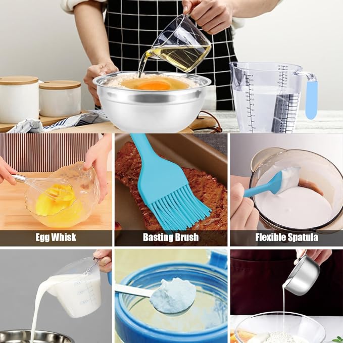 MIKULA Mixing Bowls Set, Large Nesting Bowls 7/6/4.5/3.5/2.5QT, Measuring Cups - Image 6