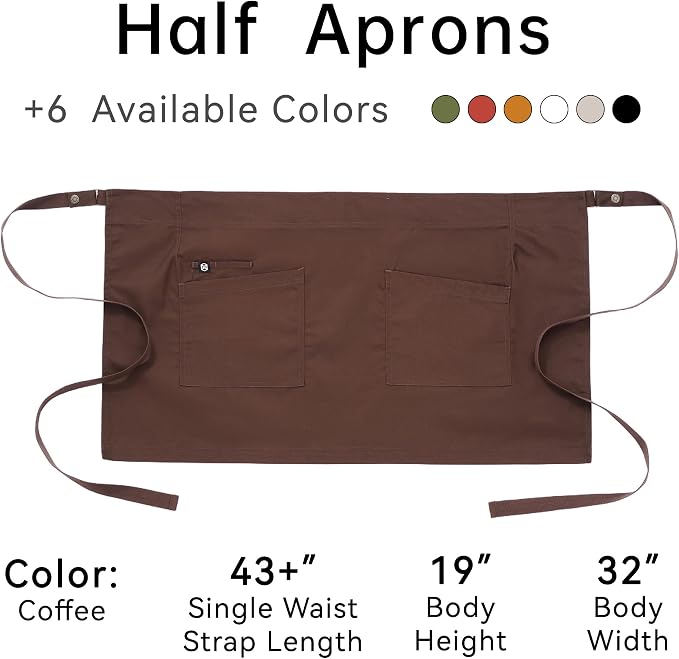 Unisex Waist Apron Half Bistro Apron Server Aprons - Image 6