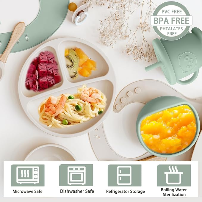 Silicone Baby Feeding Set | Baby Led Weaning Supplies Includes Suction Bowls - Image 3
