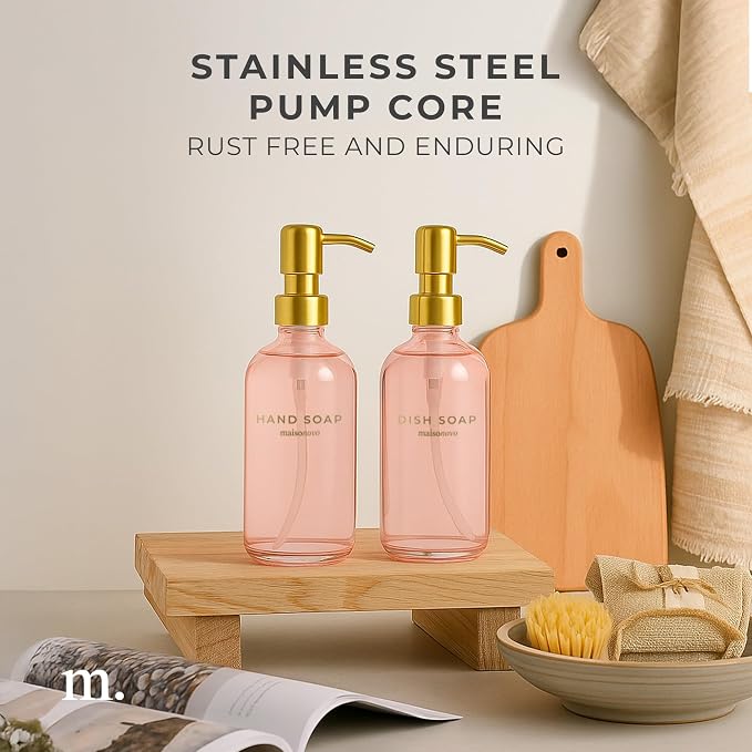 MaisoNovo Soap Dispenser 2-Piece Set | 16.9oz Pink Bottles - Image 4