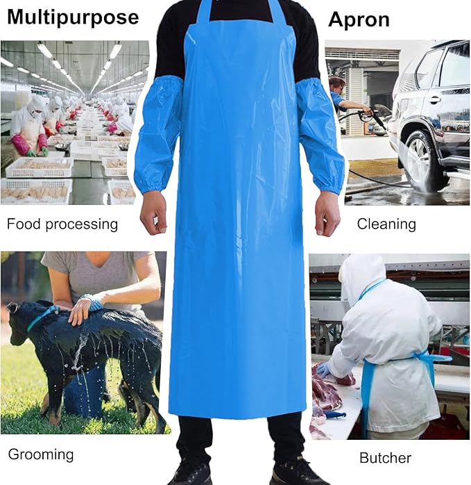 ELEBOX Waterproof Oil Proof Bib Apron Utility Apron Chemical Resistant Apron - Image 6