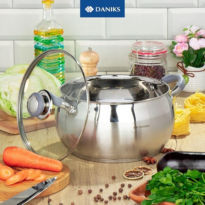Daniks Modern 7 Quart Stainless Steel Stock Pot - Image 2