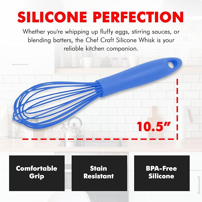 Chef Craft Premium Silicone Wire Cooking Whisk, 10.5 inch - Image 4